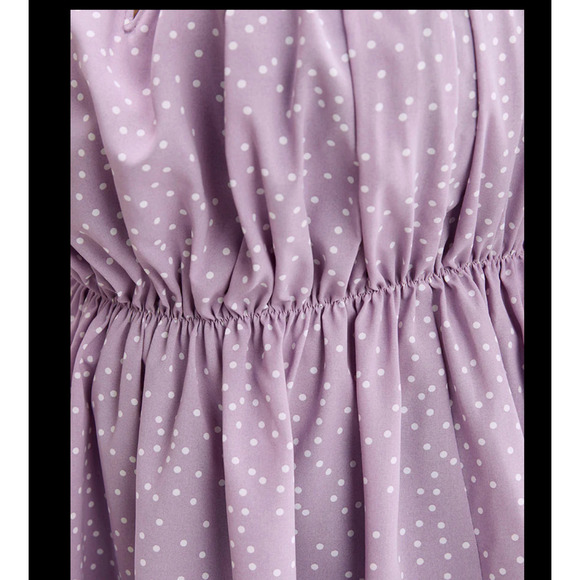 Bloomchic Polka Dot Purple Puff Sleeve Boho Ruffles Blouse NWT 12 NWT - Picture 5 of 6